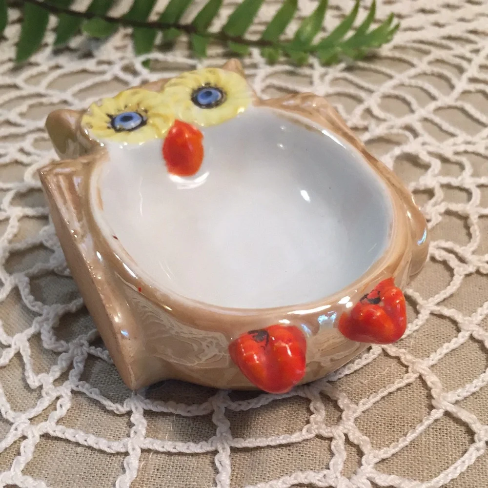 Vintage Lustreware Owl Trinket Dish Japan - Picture 9 of 12